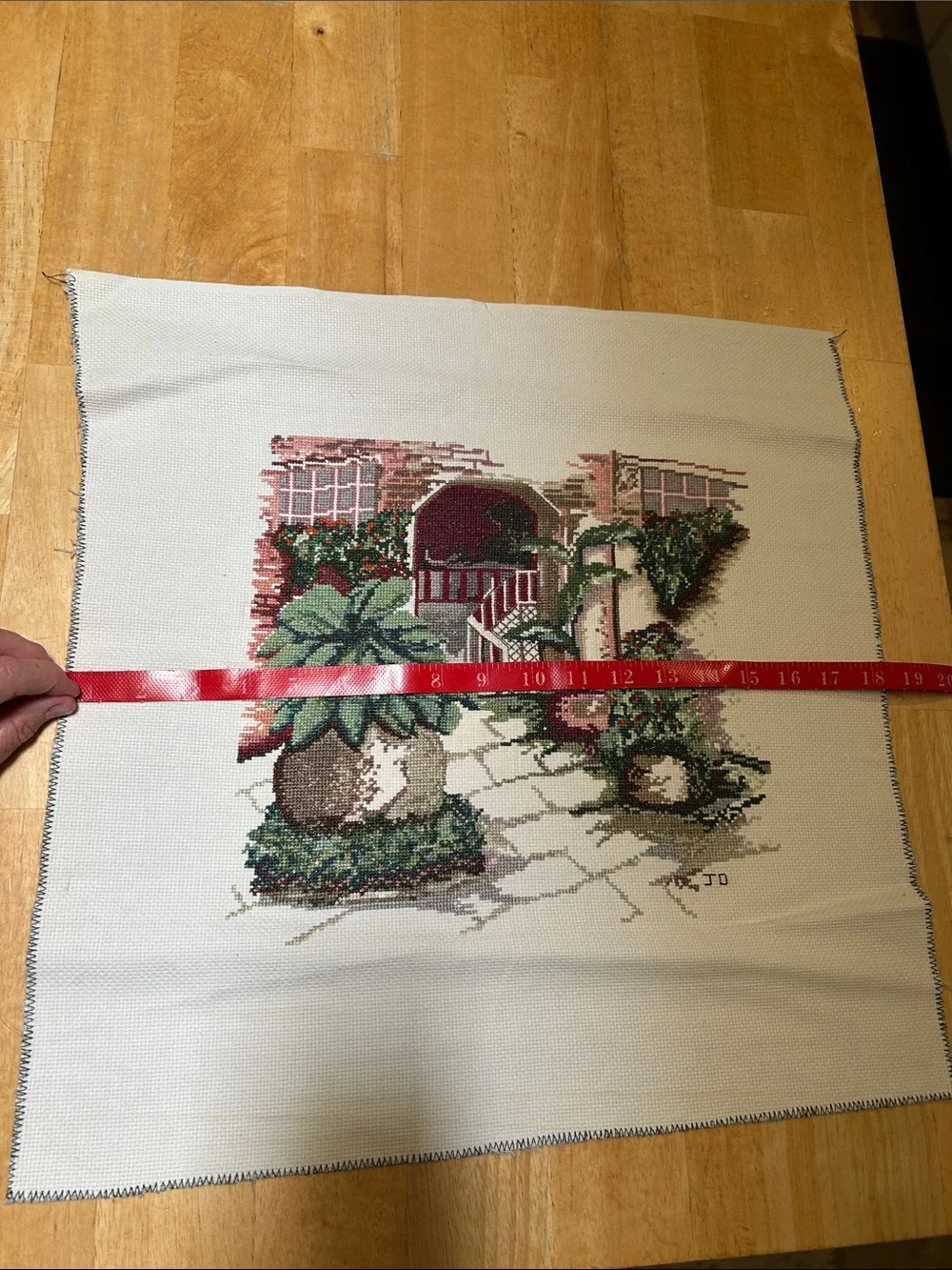 Vintage-Inspired Green and Red Needlepoint Wall Art